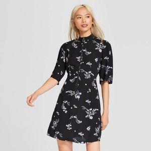 Floral dress with high neck